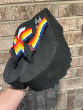 Rocket Dog Platform Wedge y2k Rainbow Flip Flops